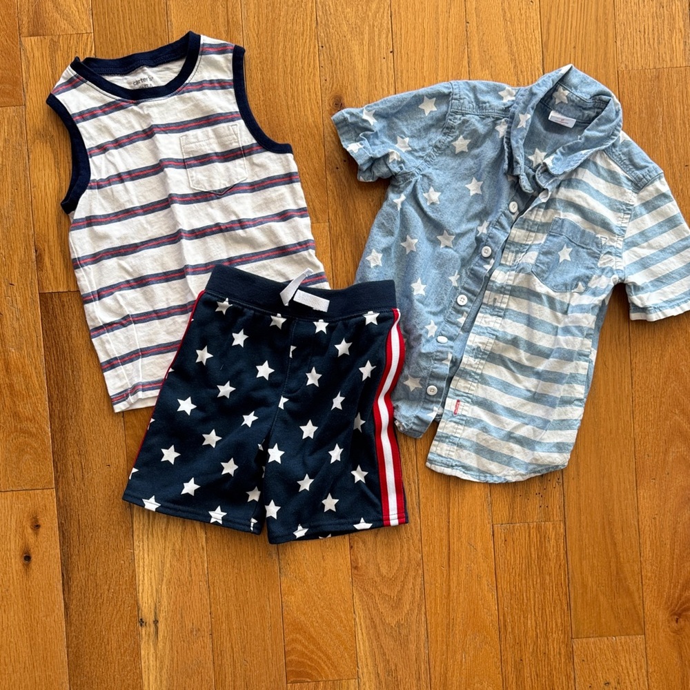 Carter's & Celebrate 4th of July Patriotic Bundle size 3T boys 🇺🇸🇺🇸🇺🇸